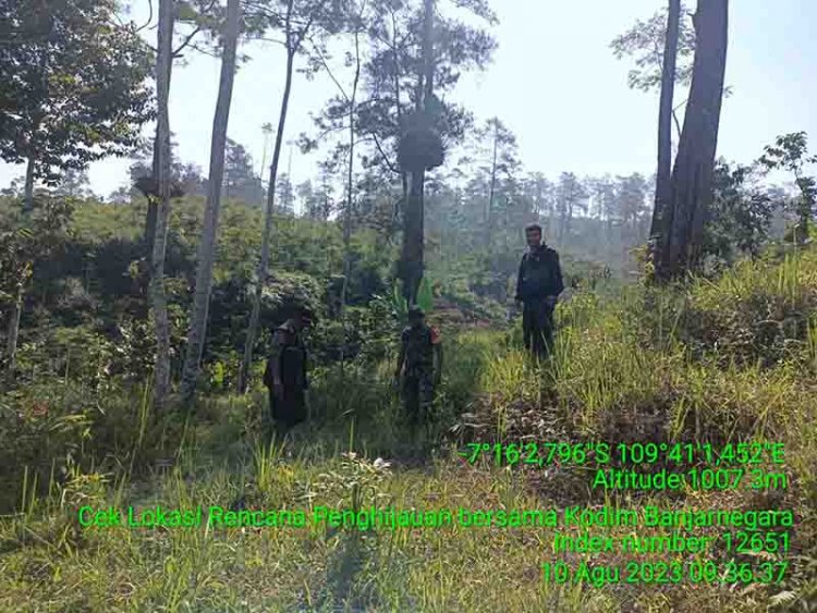 Babinsa Bersama Perhutani Meninjau Langsung Lokasi Rencana  Penghijauan Kodim 0704/Banjarnegara