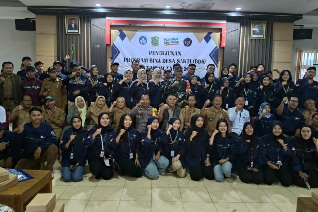 Mewakili Danramil Babinsa Hadiri Penerimaan Dan Penerjunan Program Bina Desa Sakti KKN Universitas Panca Sakti Tegal