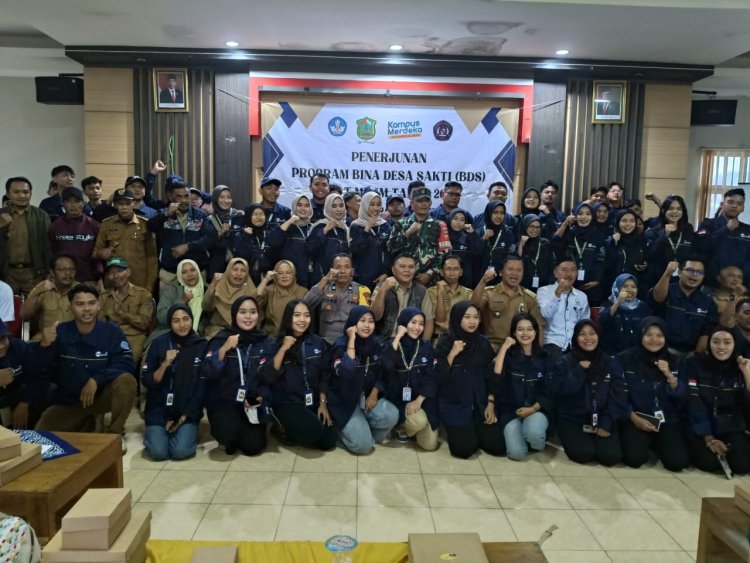 Mewakili Danramil Babinsa Hadiri Penerimaan Dan Penerjunan Program Bina Desa Sakti KKN Universitas Panca Sakti Tegal